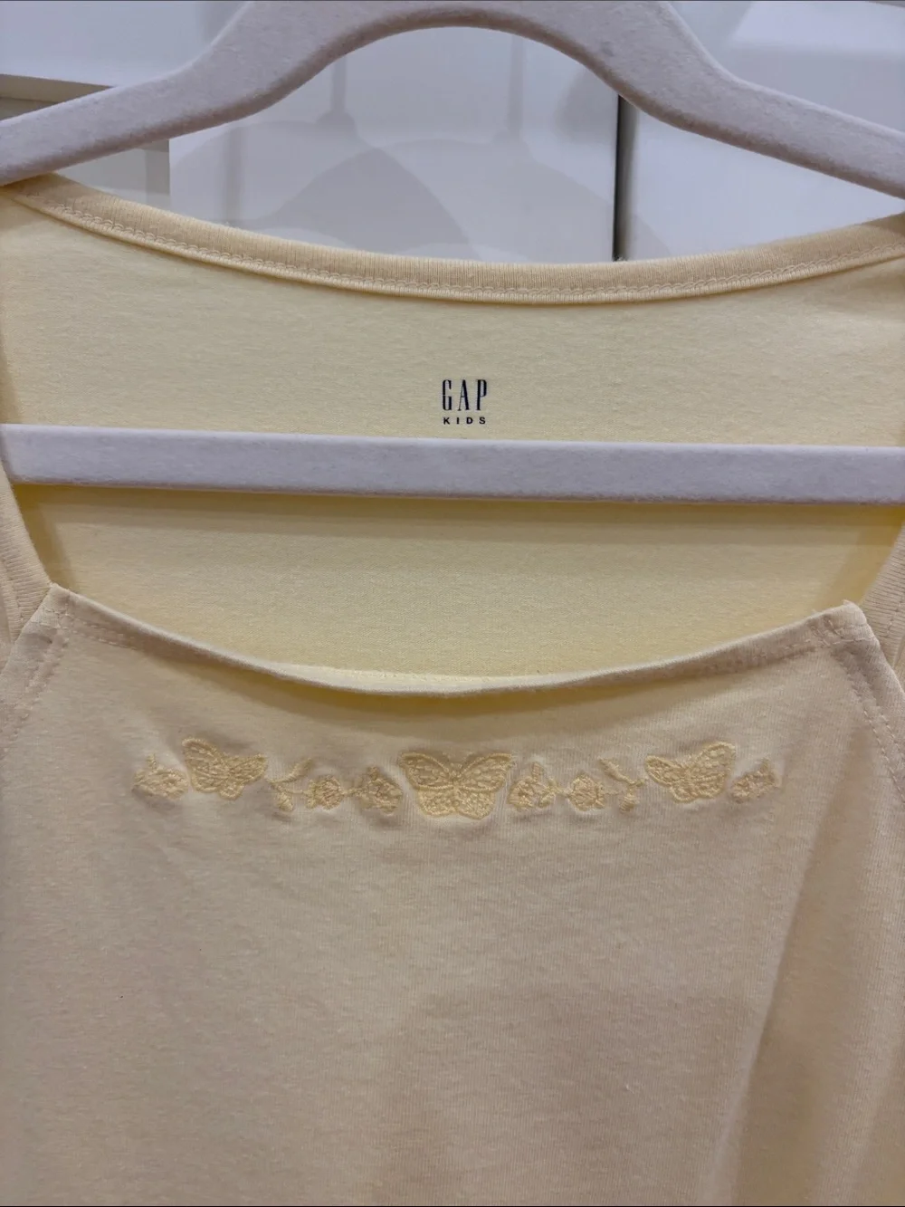 GAP Pale Yellow Scoop Neck Cap Sleeve Swing Dress